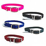 3/8 inch wide Dog collar. Attractive Nylon Dog Collar in multiple colors. Tongue Buckle. Made by Hamilton Pet - the leader in dog collars. Classic style dog collar - almost indestructable. Perfect for keeping your pet in trendy colors.