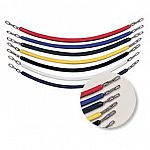 Strong and durable Equine Stall Chain in multiple colors. 1 1/8 inch diameter vinyl; 1/8 inch Aircraft cable with chain links at both ends. Fits most standard stalls.