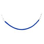 Rugged and durable stall or trailer guard with approx. 1 inch diameter strong rubber coated center with chains exposed on each end. Total length of stall guard is 42.5 inches.