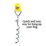 Quick-and-easy-to-install spiral stake with arrowhead design screw into ground and stay firmly anchored. Super strong plated finish shaft. Double welded. Feature 360-degree swivel ring to attach tieout cable. Plated finish stake to be used with tieouts. W