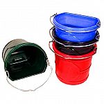 Durable Water Bucket measuring 15 wide X 13 deep; Large 20 Quart Capacity; 5/16 Galvanized handle; Spill handle on bottom.