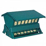 Double sided and squirrel-proof. Adjustable weight settings. Seed saver baffle eliminates wasted seed. Seed level indicator windows on both sides. Includes hander, pole bracket, and poles.