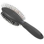 Use this double sided brush on your dog or cat. One side has pins that separate and untangle long fur. The other side has bristles to smooth hair and give the coat a finished look. Helps to distribute natural oils in the coat for a healthy look.