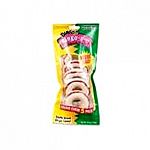 Rawhide chew with real meat. Dingo ringo's are extra fun due to the donut shape that dogs love to chew.