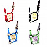 For foals. 3/4 inch deluxe nylon halter with leather headpoll breakaway. A foal is an equine, particularly a horse, that is one year old or younger. Designed to grow with your foal. Hamilton quality.