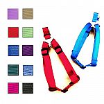 Fully adjustable, easy on dog harness. STEP-IN Fully adjustable, this dog harness is the perfect fit for every dog small, medium or large breed. It is available in sizes 4 sizes to fit any chest size.