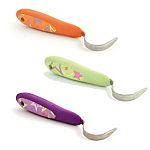 Ergonomic, dual-injection molded Equestria Sport LUCKYSTAR hoof pick with hanging hole, hanging loop and UPC hang tag. Features durable curved metal pick for effectively removing dirt and stones from hooves.