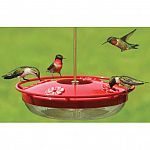 12 ounce nectar capacity. 4 raised feeding ports divert rain. Comfortable perching positions encourage longer visits to the feeder. Built-in ant-moat blocks crawling insects. Unbreakable polycarbonate cover removes easily for cleaning and filling.