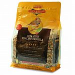 Tropical fruit, white, red and golden german millet, canary grass seed, flax seed, rape seed, and niger thistle. With electolytes and vitamins in an orange extract.