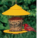 Provides an inexpensive, functional and high quality birdfeeder in eye-catching decorator color. Capacity: approximately 4 lbs of seed.  Fill this feeder from the top. Easy to fill.