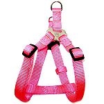 Fully adjustable, easy on dog harness. STEP-IN Fully adjustable, this dog harness is the perfect fit for every dog small, medium or large breed. It is available in sizes 4 sizes to fit any chest size.