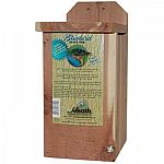 The Deluxe Bluebird House by Heath is made of heavy duty wood to withstand the elements. The entrance hole is 1.5 inches in diameter and house has side tilts that open for easy cleaning and inspection. Your backyard blue birds will love this cozy home!