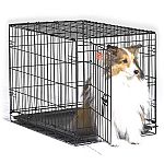 Home training and travel crate for dogs cuts housebreaking time in half by keeping puppy from eliminating in one end and sleeping in the other. Allows you to adjust the length of the living area as your puppy grows into its new home.