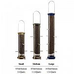 The Quick-Clean Nyjer Tube Feeder by Aspects is made to be sturdy and long lasting. Feeder has heavy duty die-cast metal caps and bases. Seed tube is made of a clear UV stabilized polycarbonate. The protective finish keeps this feeder looker great.