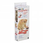 Magnetic field keeps mouse in motion - no motors, no batteries required. Simple snap and play assembly. No tools required. Sturdy molded base. Steel cat pole with durable woven play line. Full color dangling magnetic toy.