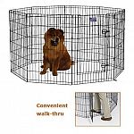 Exercise Pens are good playing ground for your Pets whether indoors or outdoors. This exercise pen is made of Black E-Coat finish for long lasting protection. It has a secure double latch door access to make your pet secure .