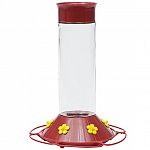 Hardened glass hummingbird  feeder bottle / 30 oz. capacity / Shatter-proof /  NO-DRIP feeding base. This beautiful feeder features 6 feeding stations with removable flowers. Full Circle Perch.