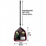 Helps make maintenance work in and around ponds very convenient. Safe, fish-friendly netting. Tear-resistant net guard. Non-slip handle. Hanging string for easy storage. Dimensions: 15.5 inch x 18.5 inch with extendable stainless steel shaft 29.5 inches t