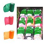 Economical cohesive flexible bandage. For use on all livestock, pet, and human use.  4 inch wide x 5 yards (stretched).  Compare to other name brand flex bandages and save. Available in many colors.