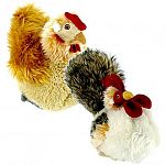 Flipping ball dog toy with a crinkle tail and chew guard. Machine washable. About 5 inches long and 4 inches wide. The outside plush has a fused inner lining so this dog toy is extra tough. Double stitched at stress points. Two bird styles.