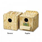 Ware Nest Boxes for Birds - Reverse and Regular are the perfect solid wood nesting place for your bird. Features a hinged top for easy access and cleaning with a perch. Great for Cockatiels, Love Birds, Parakeets and Finches.
