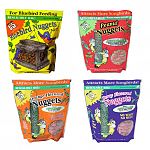 Nuggets plus nuts. High-energy suet base nugget. Nuggets can be fed alone on a platform feeder, or they may be used in traditional feeders when mixed with 5 to 10 lb. of wild birdseed. No waste, no mess. Resealable bag. 27 oz.