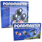 The perfect lighting set for your pond or along a sidewalk or path to your house. These lights are submersible -but make great path lighting. Heat proof glass lens and four interchangeable beautifully colored discs.  Includes transformer