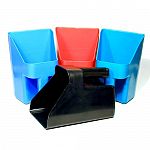 The perfect size scoop for scooping feed or adding supplements. With its large comfortable handle and flat bottom its easy to use and it sits up when full. Perfect for cat litter, bird seed and dog food.