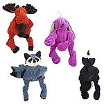 Super soft corduroy plush material is a wonderful, irresistable fabric for dog toys. Each arm and foot features a wonderful knot to gnaw on and a squeaker to capture pets attention.