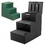 The Sportote 3 Step Mounting Block is a lighweight mounting block that is opens up for additional storage space. This block may be used as a mounting block or step stool and is ideal for storing horse, barn or household supplies. Black or green.