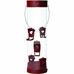 3.8 pound capacity, 6 ports One touch opening for easy filling Ports with large perches to attract more birds Serves any seed with convertible ports Removable base for easy cleaning