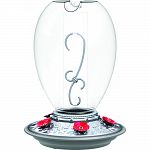 Holds 32 fluid ounces Decorative hanger included Wide mouth bottle fits flat for easy filling Base disassembles for easy cleaning