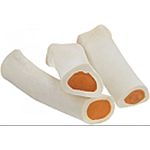 White, cut femur bones are stuffed with a wholesome, sweet potato filling. Teeth cleaning advantages of the hard bone coupled with the delicious taste of the stuffing. Sweet potatoes are high in natural fiber, vitamins and antioxidants like beta-carotene,