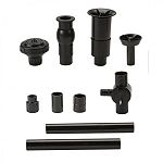 Set includes trumpet nozzle, water bell nozzle, foam jet nozzle, three tier nozzle, nozzle extension and tube connector.