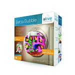 .5 gallon clear acrylic bowl Easy setup guide Battery powered led light with built in 4 hour light timer Built in wall mount and hanging hardware included Table stand included