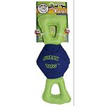 Durable, patented squeaking assembly makes this ball one of a kind. It squeaks when both handles are tugged. Perfect for multi-dog use and interactive play.