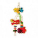 Tropical Teasers Mai Tai is a colorful toy that contain 100% natural, sterilized coconut fiber for nest building and plucking fun. Ideal for small and medium birds. Made of coconut fiber, cotton rope, plastic beads, and wood shapes.