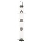 Twist & clean technology - simply twist ports, perches, and base to remove and clean. Dishwasher safe. 8 feeding ports 6-sides allow for viewing up to 50% more birds Stay-clear crack resistant tube Rust-free aluminum tops, ports, perches, and base. Thread