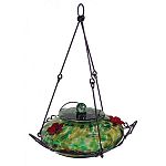 Beautiful, thick hand-blown glass base, lid, and flowers Glass easily lifts out of hanging bracket for easy filling and cleaning. Dishwasher safe. Exclusive, innovative gaskets on lid and flowers for tight leak-free fit Perching ring made of metal with a