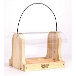 Holds 4 quarts of seed Made with insect and rot resistant premium cedar Diverts seed to feeding area giving birds easy access Stay-clear, crack resistant windows Rust-free aluminum feeding ports and hardware Water based protective stain