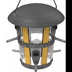 6 ports and 3.5 quart capacity Fits both large and small birds Patented bafles keep seed at both levels and pushed to ports Ports detach and cetner tube lifts out for easy cleaning Perches feature tension spring system, preventing swuirrels from getting a