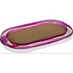 3-in-1 activity center for chasing, lounging and scratching Includes a motion-activated led blinking ball and a bag of catnip Versatile, space-saving design for engaging play and kitty comfort Lounging area measures 18 7/8 inches long x 9 1/8 inches wide