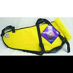 U-shaped buoyancy collar keeps your dogs head above water. Ergonomic fit prevents twisting, stepping or swimming out ofthe vest. Tail to collar zippered opening for easy on/off use. Specially placed assistance handles. Bright vest colors for added visibil