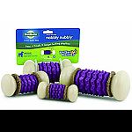 Provides multiple treating options for longer lasting playtime. Made of durable nylon and tpr. Use with busy buddy treat ring refills or spread cheese or peanut butter into the grooves on the toy. Includes 4 natural rawhide treat ring refills.