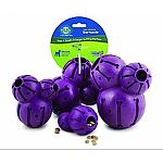 Multi-chambered barnacle features 3 patented treat meters to randomly dispense a variety of treats while dogs play. Bone shaped grooves can also be filled with smearable treats like cheese or peanut butter for even more playtime options.