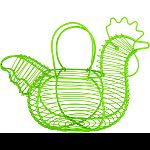 Basket allow you to collect and display eggs with country charm Basket is a rooster shape with wings that fold to form sturdy handle Holds 1 dozen eggs Durable steel construction Dimensions: 11.25 w x 7 d x 8 h