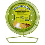 Safe, solid surface running wheel perfect for hamsters, and gerbils Fits into or onto any cage Center hub design provides quiet operation Safe for toes and tails Stands alone or hangs from cage wire