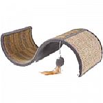 A modern, sculptural twist on your everyday floor scratcher that looks great in your home. Enticing variety of scratching surfaces and angles. Includes a suspended catnip toy. Assorted colors. Dimensions: 17.75” L x 11.0