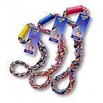 The ultimate tug-o-war toy! This 100% cotton rope tug toy has a comfort grip handle for you, and a sturdy loop for your dog to grab! The cotton rope actually flosses your dogs teeth while you play!