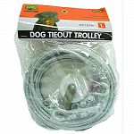 50 feet in length dog runner. Complete assembly. All rust resistant hardware included. Made of strong, galvanized aircraft cable. Easy to install. Break strength equal to 4200 lbs. Durable, smooth running resin pulley. Extra Heavy.